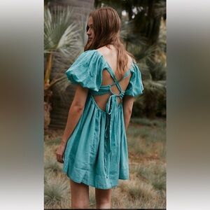 Free People Teal Marina Mini Dress size Medium